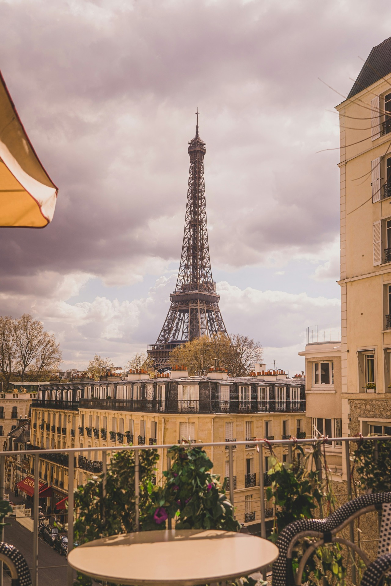 A view from a Parisian balcony at sunset